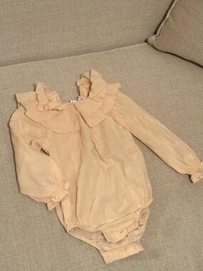 Zara Peach Ruffle-Collar Baby One-Piece